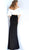 Jovani - 60187 Two Piece Off-Shoulder Dress with Slit In White and Black