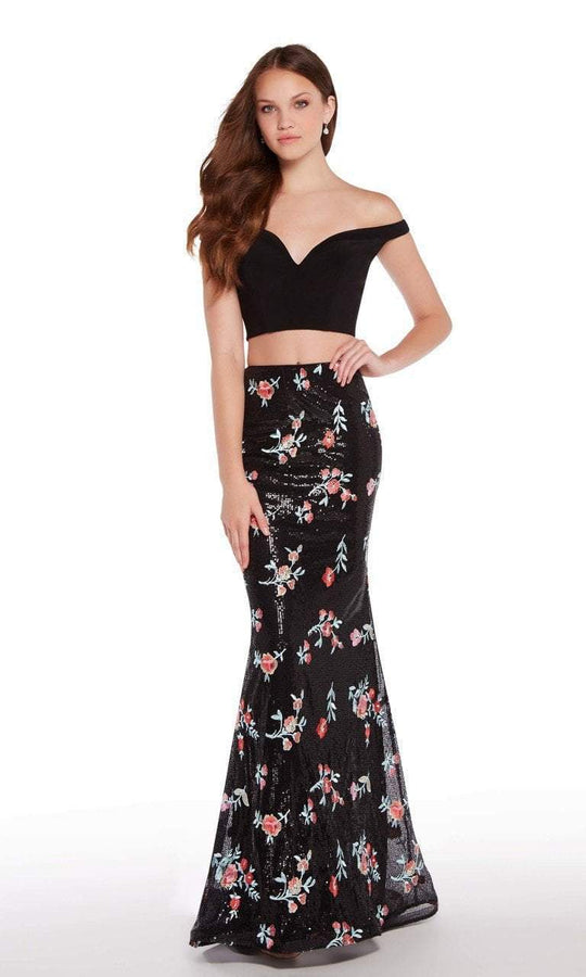 Alyce Paris - 60188 Off-Shoulder Two-Piece Sheath Gown in Black