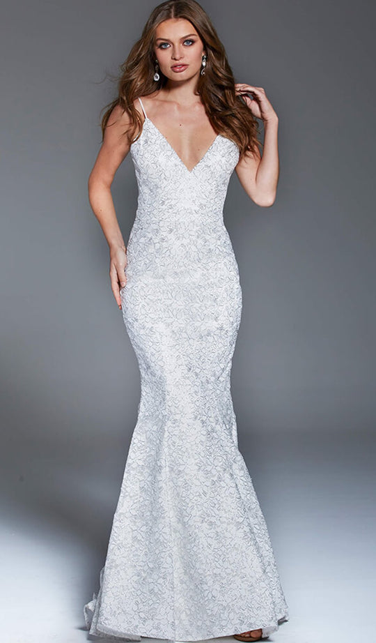 Jovani - 60189 Sleeveless Metallic Embroidered Mermaid Gown