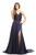 Johnathan Kayne - 6018 Draped Blouson Satin Gown in Blue