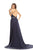 Johnathan Kayne - 6018 Draped Blouson Satin Gown in Blue