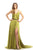 Johnathan Kayne - 6018 Draped Blouson Satin Gown in Green