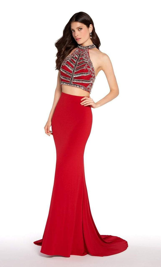 Alyce Paris - 60196 Embellished Two Piece Jersey Dress in Red