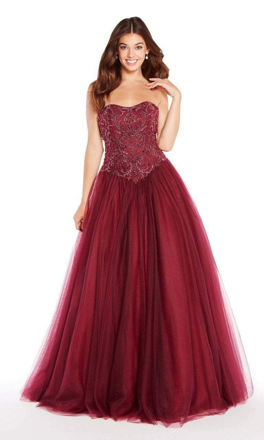Alyce Paris - 60203 Beaded Strapless Tulle Ballgown in Red