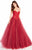 Alyce Paris - 60206 Lace Appliqued Strapless Ballgown In Red