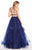 Alyce Paris - 60209 Two Piece Halter Strappy Ballgown In Blue and Gold