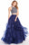 Alyce Paris - 60209 Two Piece Halter Strappy Ballgown In Blue and Gold