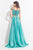 Rachel Allan  - 6020 Beaded V-neck A-line Dress in Green
