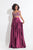 Rachel Allan  - 6020 Beaded V-neck A-line Dress in Purple