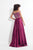 Rachel Allan  - 6020 Beaded V-neck A-line Dress in Purple