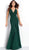 Jovani - 60214 Plunging V-neck Glitter Trumpet Dress in Green