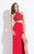Rachel Allan  - 6021 Two Piece Halter Gown with Slit in Red