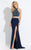 Rachel Allan  - 6021 Two Piece Halter Gown with Slit in Blue