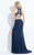 Rachel Allan  - 6021 Two Piece Halter Gown with Slit in Blue