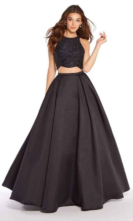 Alyce Paris - 60222 Crisscross Back Two-Piece Mikado Gown In Black