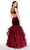 Alyce Paris - 60227 Deep V-neck Velvet Ruffled Mermaid Dress In Red