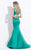 Rachel Allan  - 6022 Plunging V-neck Mermaid Dress in Green