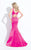 Rachel Allan  - 6022 Plunging V-neck Mermaid Dress in Pink