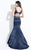 Rachel Allan  - 6022 Plunging V-neck Mermaid Dress in Blue