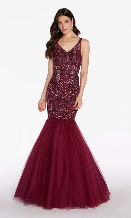 Alyce Paris - 60231 Beaded Tulle Trumpet Gown in Black and Purple