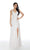 Alyce Paris - 60254 Plunging Beaded A-Line Gown with Slit in White