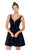 Plunging V Neck A-Line Cocktail Dress in Blue