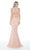 Two Piece Fitted High Halter Mermaid Gown in Pink