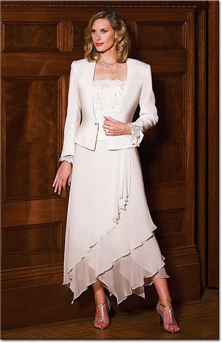 Daymor Couture - Embellished Layered Dress with Blazer 6024 in Neutral
