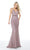 Deep V-neck Lace Trumpet Dress in Gray