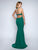 Nina Canacci - 6025 Plunging Halter Fitted Evening Gown In Green
