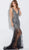 Jovani - 60271 Sequined Deep V-neck Tulle Trumpet Dress in Black