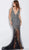 Jovani - 60271 Sequined Deep V-neck Tulle Trumpet Dress in Black