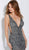 Jovani - 60271 Sequined Deep V-neck Tulle Trumpet Dress in Black