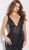 Jovani - 60272 Beaded Plunging V-Neck Illusion Gown in Black