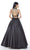 Two Piece Beaded High Halter Mikado Ballgown in Black and Neutral
