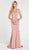 Alyce Paris - 60281 Deep Halter V-neck Stretch Crepe Trumpet Dress In Pink
