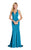 Alyce Paris - 60281 Deep Halter V-neck Stretch Crepe Trumpet Dress in Blue
