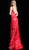 Jovani - 60283 Sequined Deep V-neck Trumpet Dress in Red