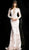 Jovani - 60285 Sequin Floral Embellished Sheer Evening Dress  In White
