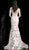 Jovani - 60285 Sequin Floral Embellished Sheer Evening Dress  In White