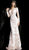 Jovani - 60285 Sequin Floral Embellished Sheer Evening Dress  In White
