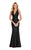 Alyce Paris - 60285 Plunging Halter V-neck Trumpet Dress With Train in Black