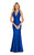 Alyce Paris - 60285 Low V Neck Halter Crisscross Back Evening Dress in Blue