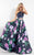 Rachel Allan  - 6028 Floral Halter A-line Dress in Blue and Purple