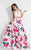 Rachel Allan  - 6028 Floral Halter A-line Dress in White and Pink