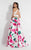 Rachel Allan  - 6028 Floral Halter A-line Dress in White and Pink