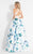 Rachel Allan  - 6028 Floral Halter A-line Dress in White and Blue