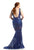 Johnathan Kayne - 6028K Sequined Floral Lace Evening Gown in Blue