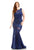 Johnathan Kayne - 6028K Sequined Floral Lace Evening Gown in Blue