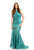Johnathan Kayne - 6028K Sequined Floral Lace Evening Gown in Green
